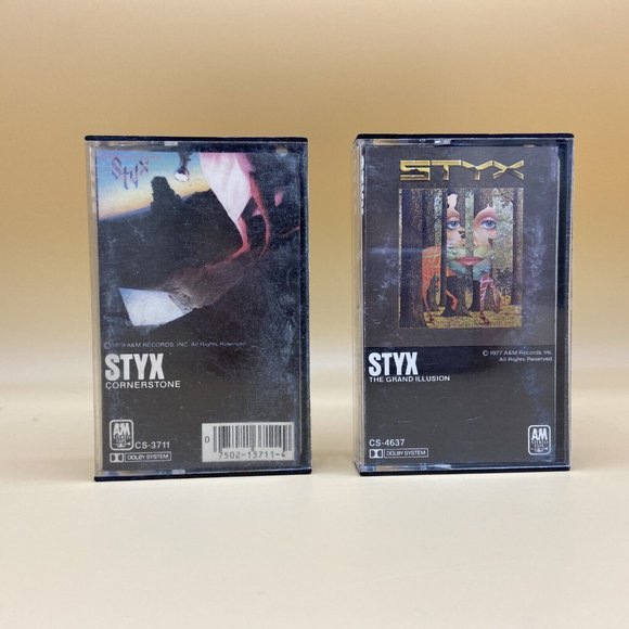 Lot of 2 Styx Cornerstone Grand Illusion Cassette Tapes 70s Not Tested - Picture 1 of 7